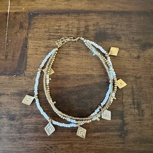 White & Gold Tone Anklet